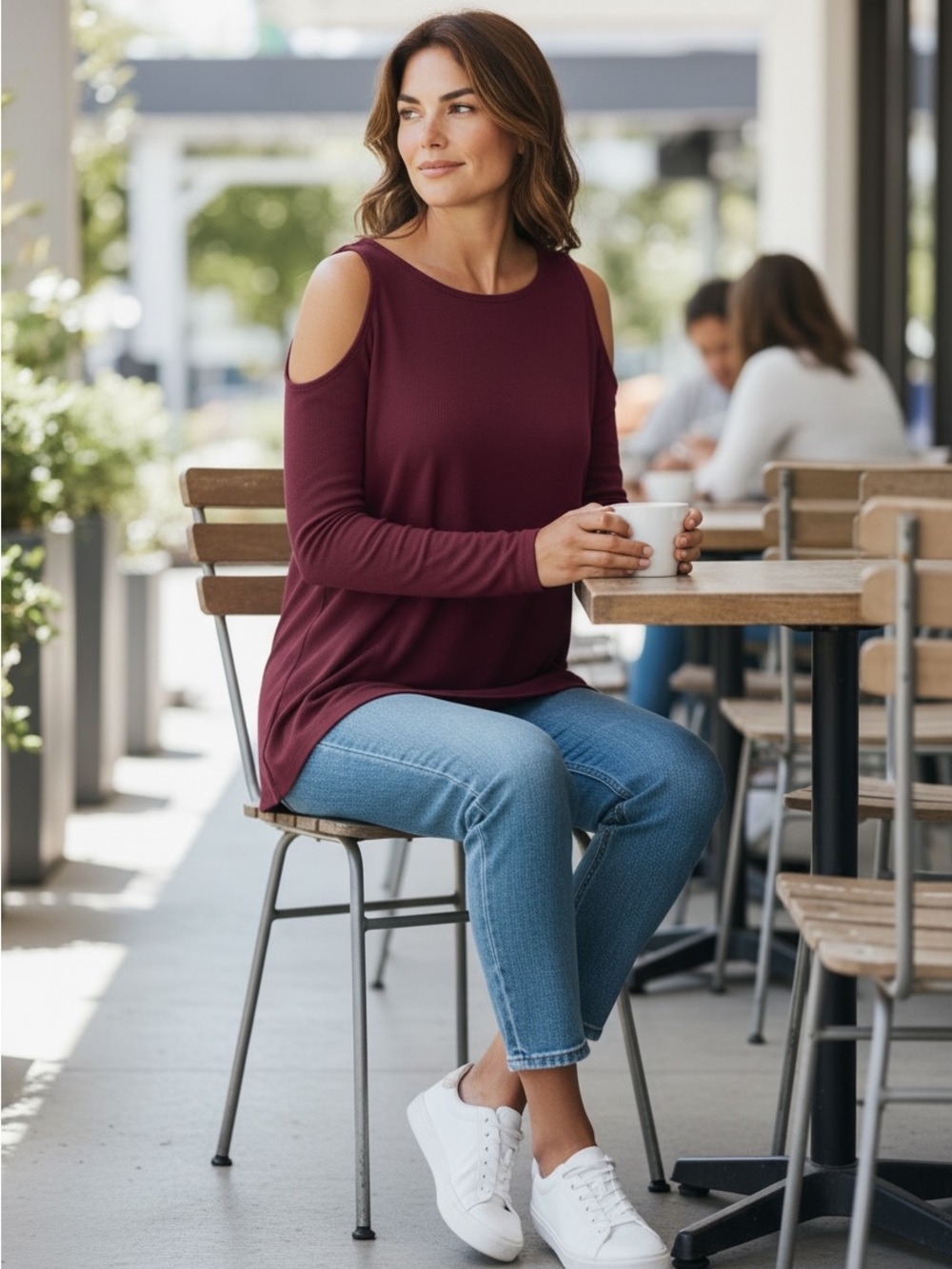 Lyss Loo Cold‑Shoulder Ribbed Top NWOT | Soft Stretch Knit | Size Large